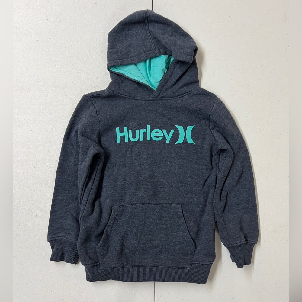Hurley Kids' Dark Gray Hoodie with Aqua Logo